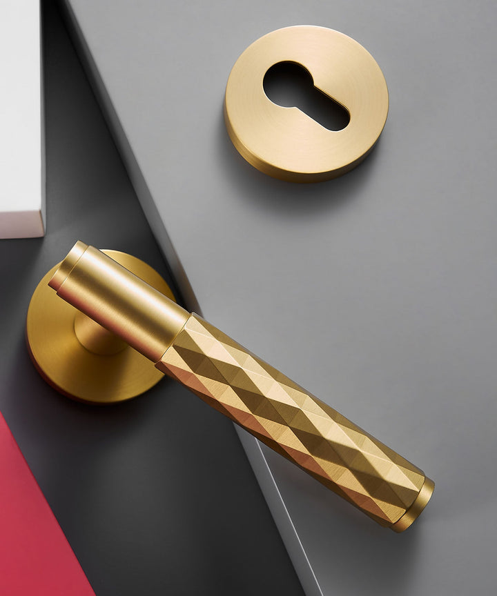 DIAMOND Solid Brass Lever Door Handles Set - Luxury Handles
