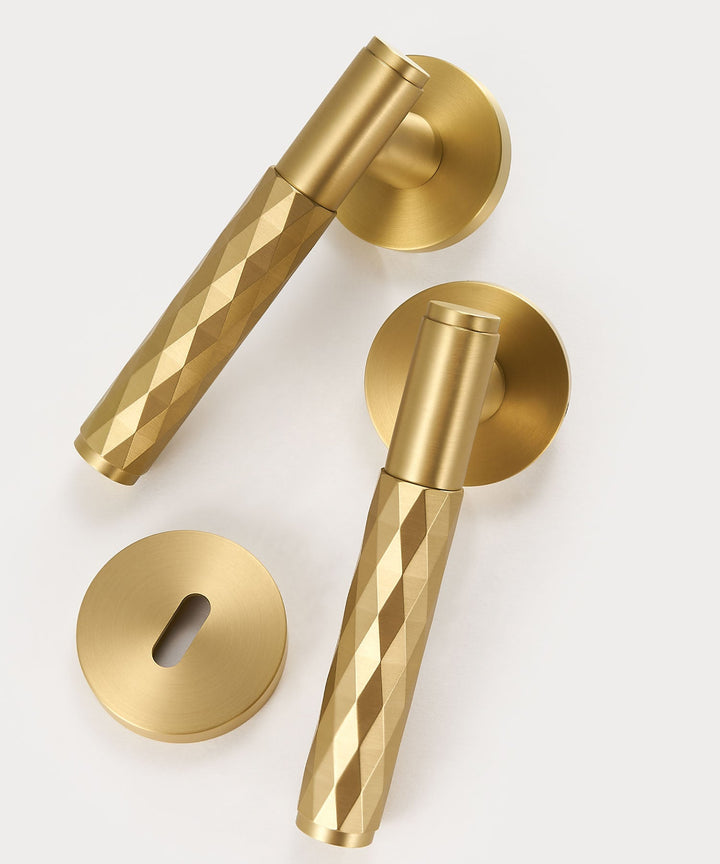 DIAMOND Solid Brass Lever Door Handles Set - Luxury Handles