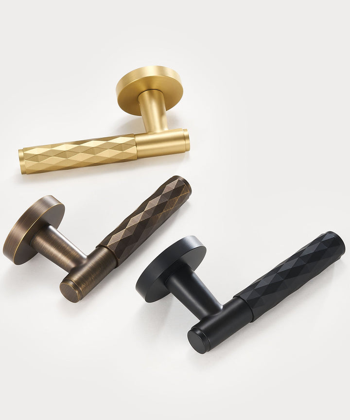 DIAMOND Solid Brass Lever Door Handles Set - Luxury Handles