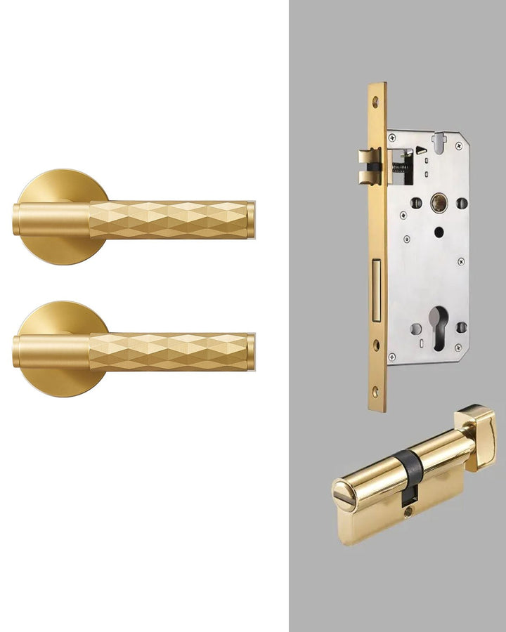 DIAMOND Solid Brass Lever Door Handles Set - Luxury Handles