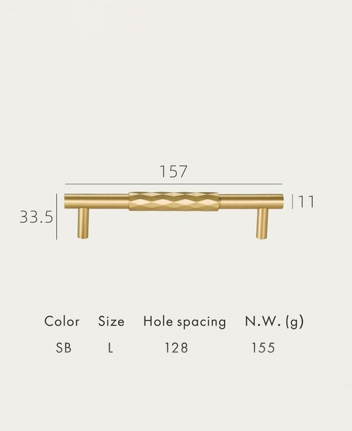 DIAMOND Solid Brass Mid Kitchen & Cabinet Handle - Luxury Handles