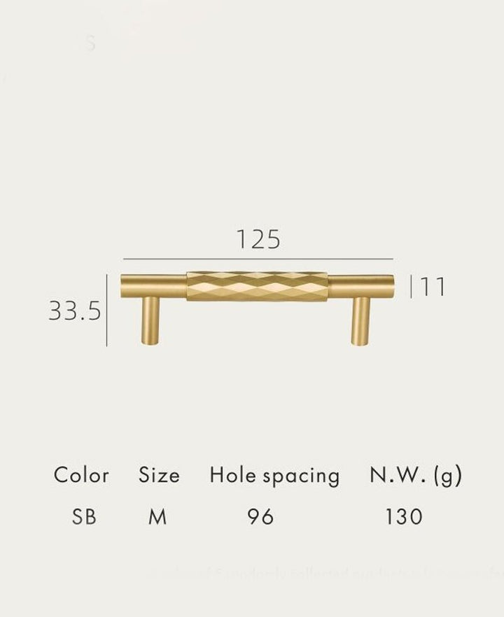 DIAMOND Solid Brass Mid Kitchen & Cabinet Handle - Luxury Handles