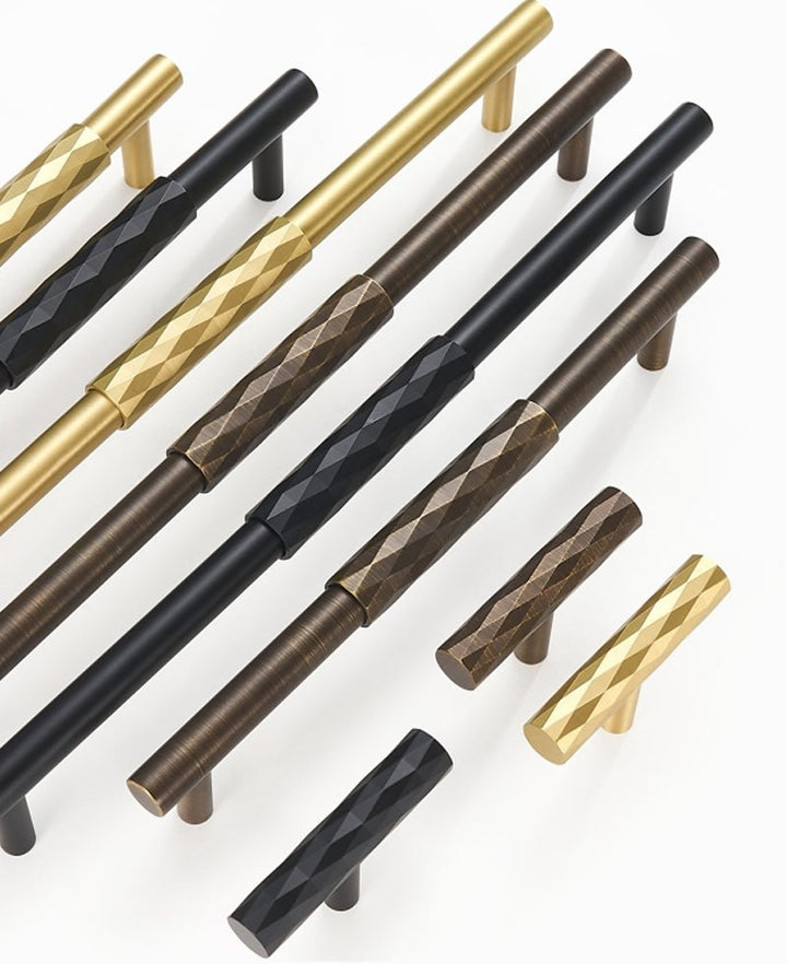 DIAMOND Solid Brass Mid Kitchen & Cabinet Handle - Luxury Handles