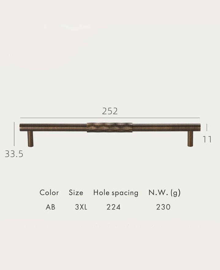 DIAMOND Solid Brass Mid Kitchen & Cabinet Handle - Luxury Handles