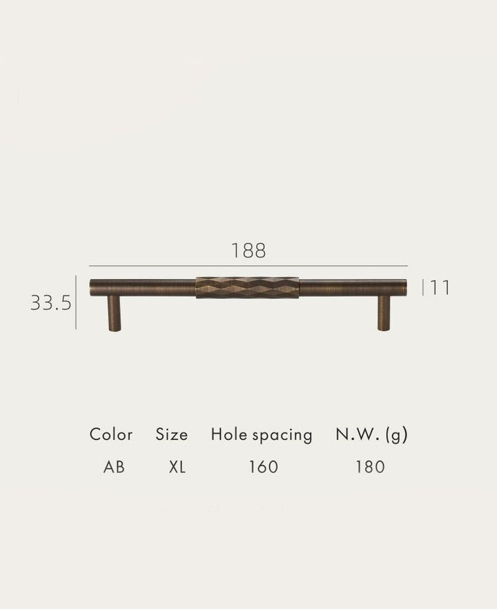 DIAMOND Solid Brass Mid Kitchen & Cabinet Handle - Luxury Handles