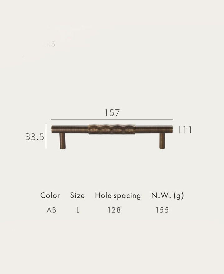 DIAMOND Solid Brass Mid Kitchen & Cabinet Handle - Luxury Handles