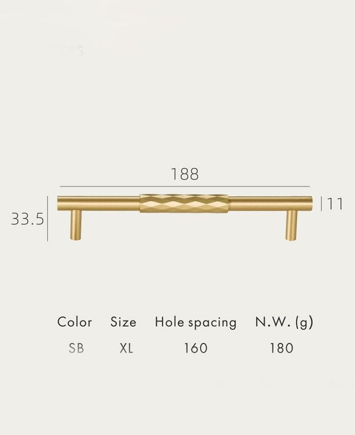 DIAMOND Solid Brass Mid Kitchen & Cabinet Handle - Luxury Handles