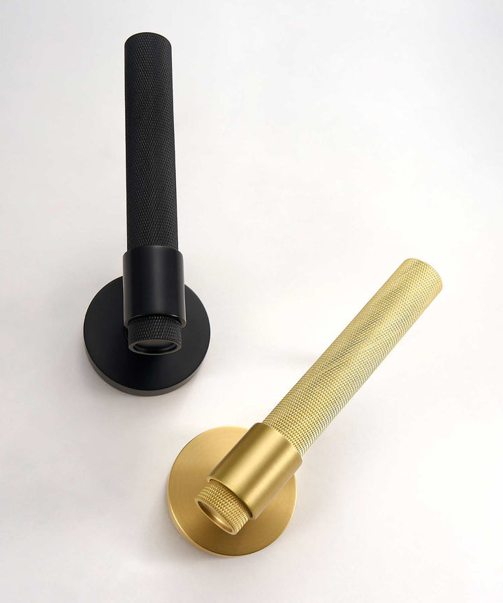 ECHELON Solid Brass Knurled premium Door Lever Handle Set, premium internal door handle set, premium bathroom door handles, privacy door handle