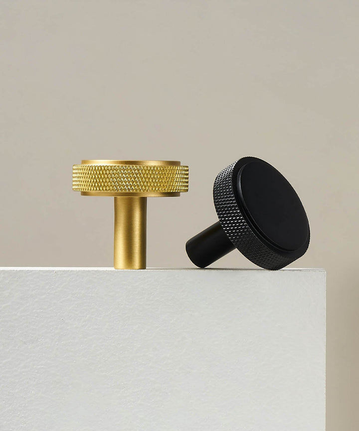 EDGE Knurled Solid Brass Circular Knob - Luxury Handles