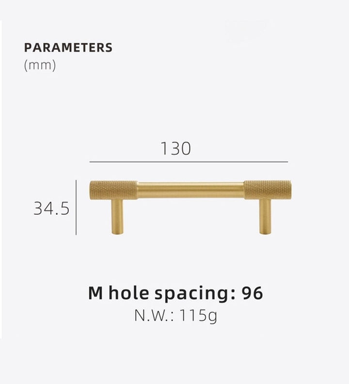 EDGE Knurled Solid Brass Kitchen & Cabinet Handle, premium quality cupboard & drawer pull handle