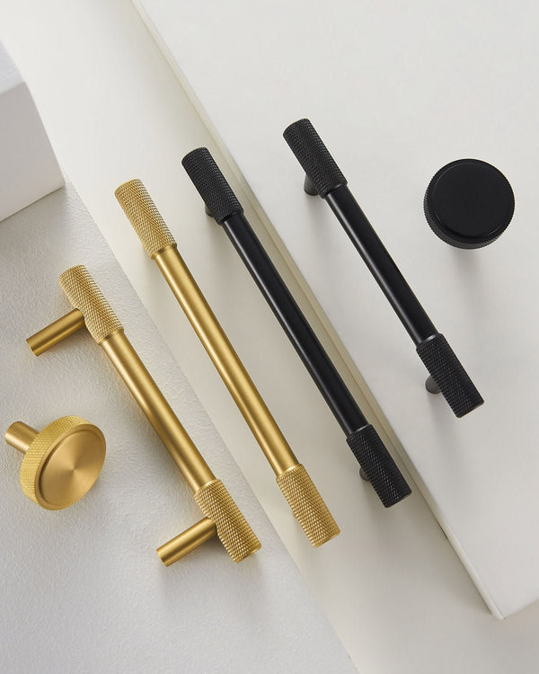 EDGE Knurled Solid Brass Kitchen & Cabinet Handle, premium quality cupboard & drawer pull handle