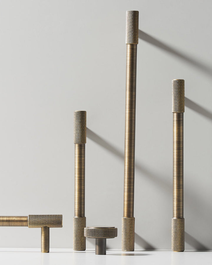 EDGE Knurled Solid Brass Kitchen & Cabinet Handle, premium quality cupboard & drawer pull handle