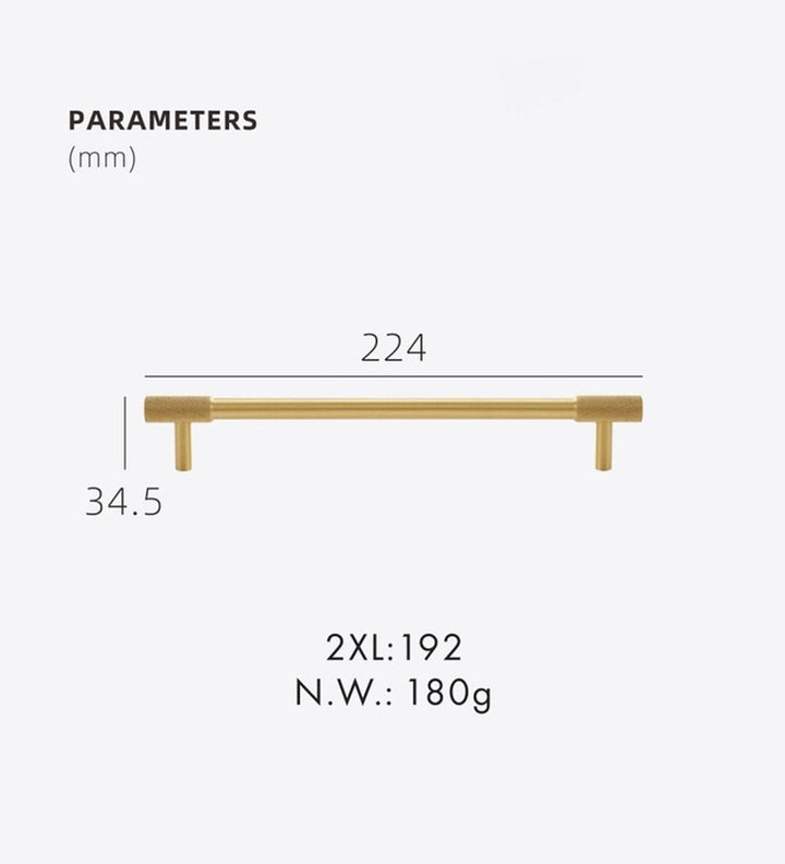 EDGE Knurled Solid Brass Kitchen & Cabinet Handle, premium quality cupboard & drawer pull handle