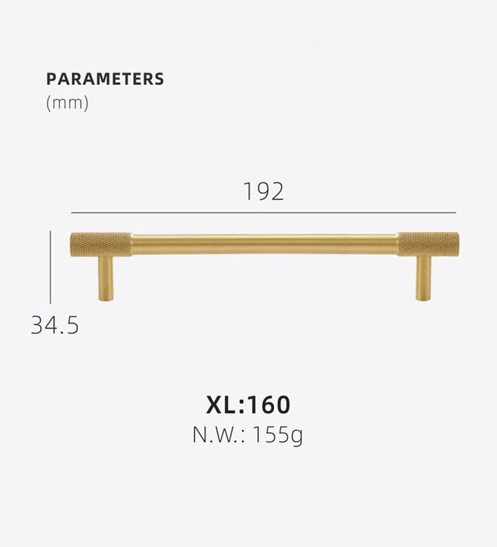 EDGE Knurled Solid Brass Kitchen & Cabinet Handle, premium quality cupboard & drawer pull handle