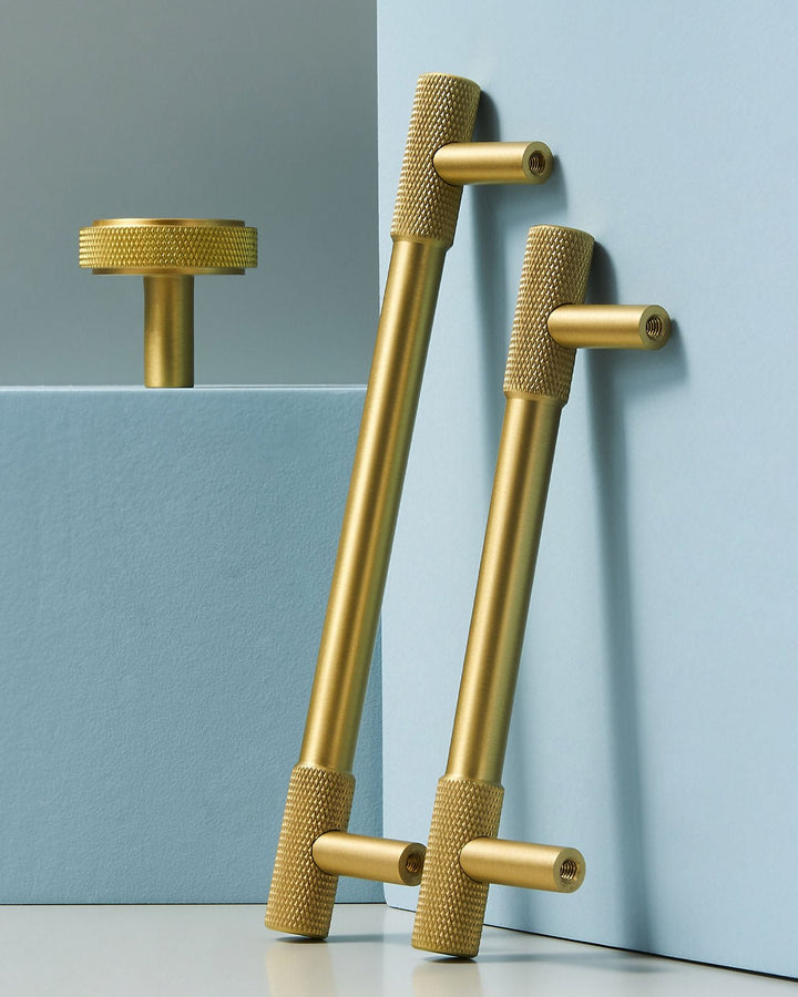 EDGE Knurled Solid Brass Kitchen & Cabinet Handle, premium quality cupboard & drawer pull handle