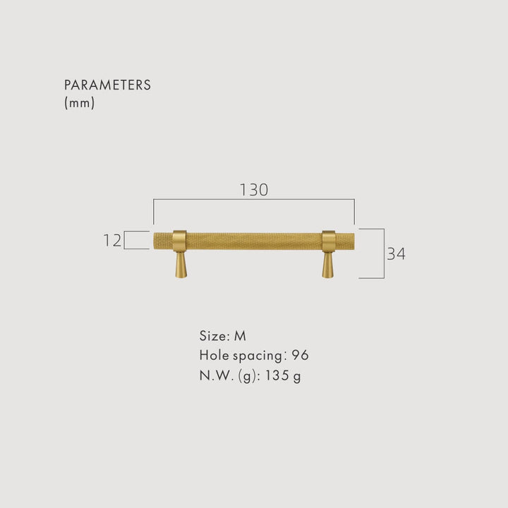 FLEX Knurled Solid Brass Kitchen & Cabinet Handle - Luxury Handles