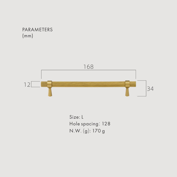 FLEX Knurled Solid Brass Kitchen & Cabinet Handle - Luxury Handles