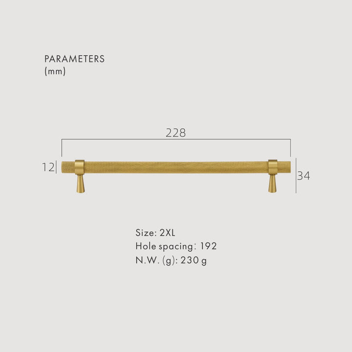 FLEX Knurled Solid Brass Kitchen & Cabinet Handle - Luxury Handles