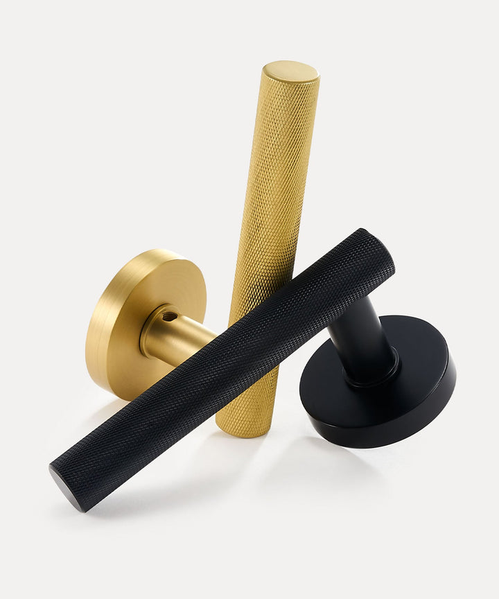 FLEX Knurled Solid Brass Lever Door Handles Set - Luxury Handles