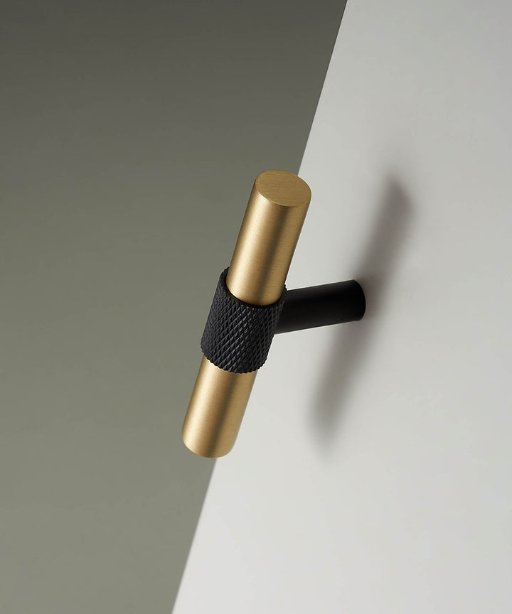 FLEX knurled Solid Brass rounded T-Bar Handle - Luxury Handles