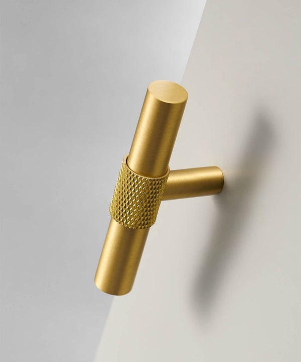 FLEX knurled Solid Brass rounded T-Bar Handle - Luxury Handles