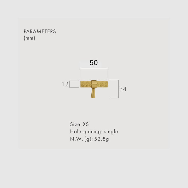 FLEX knurled Solid Brass T-Bar Handle - Luxury Handles