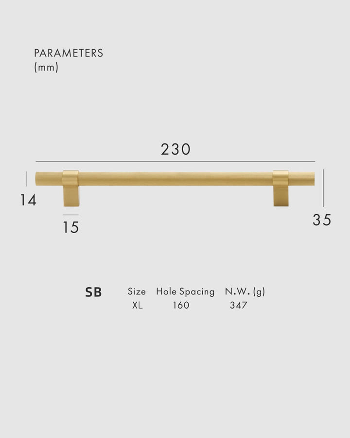 FLORENCE Knurled Solid Brass Kitchen & Cabinet Handle - Luxury Handles