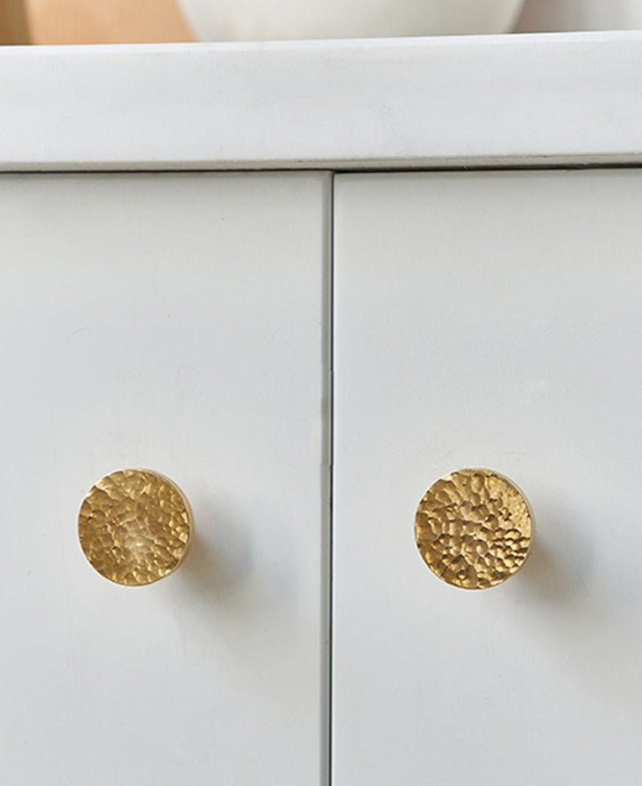 HAAM Solid Brass Hammered Round Kitchen & Cabinet knob - Luxury Handles