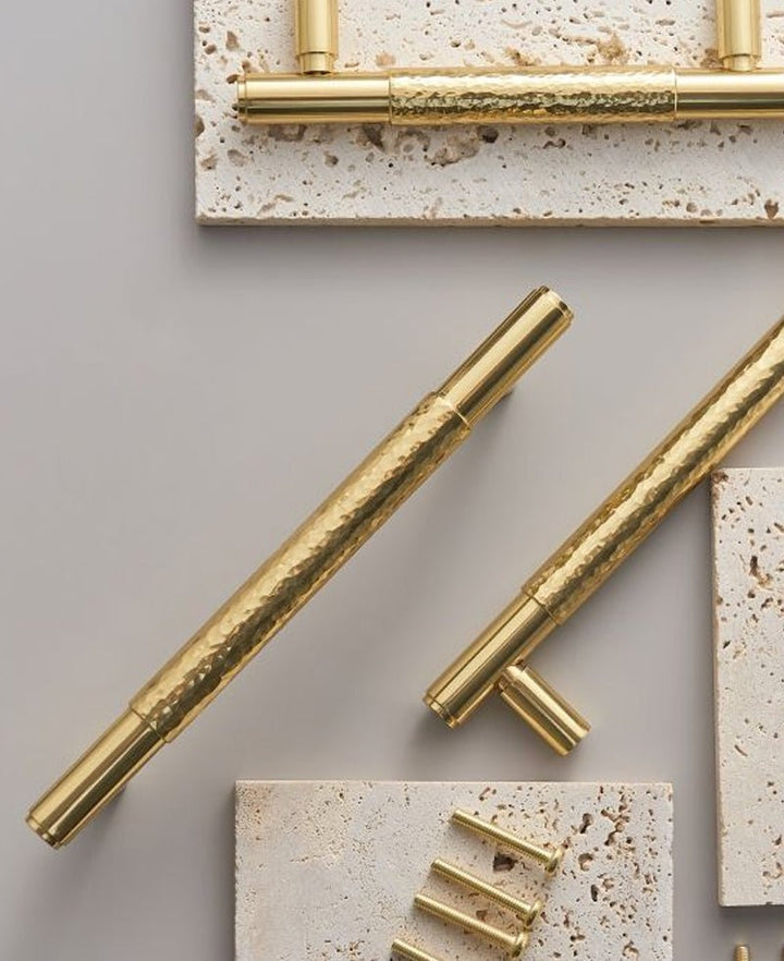 HAAM Solid Brass Mid Hammered Kitchen & Cabinet Handle - Luxury Handles