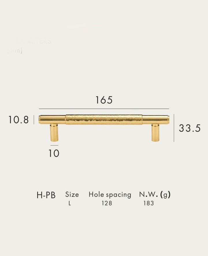 HAAM Solid Brass Mid Hammered Kitchen & Cabinet Handle - Luxury Handles