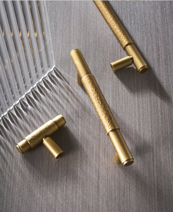 HAAM Solid Brass Mid Hammered Kitchen & Cabinet Handle - Luxury Handles