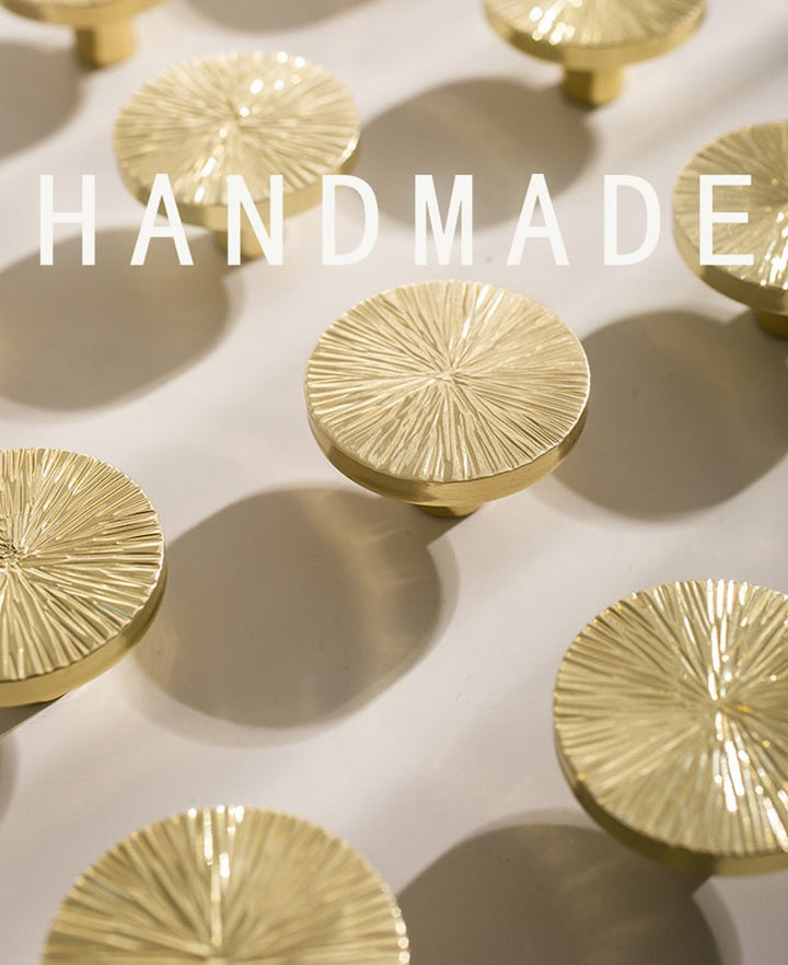 HAAM Solid Brass Strip Hammered Circular Cabinet Knob - Luxury Handles