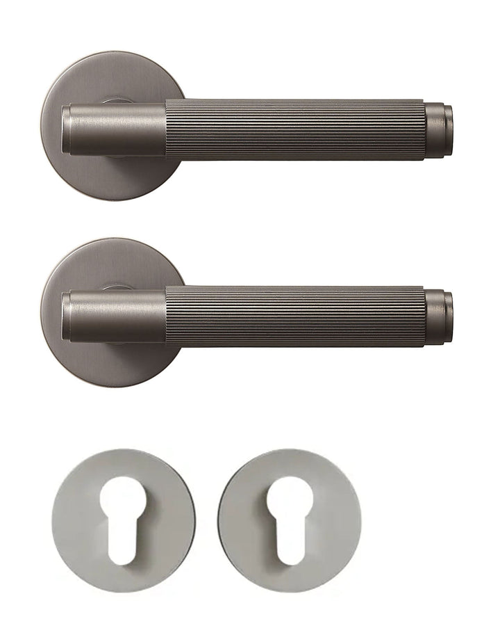 LINIA Solid Brass Knurled Lever Door Handles Set - Luxury Handles