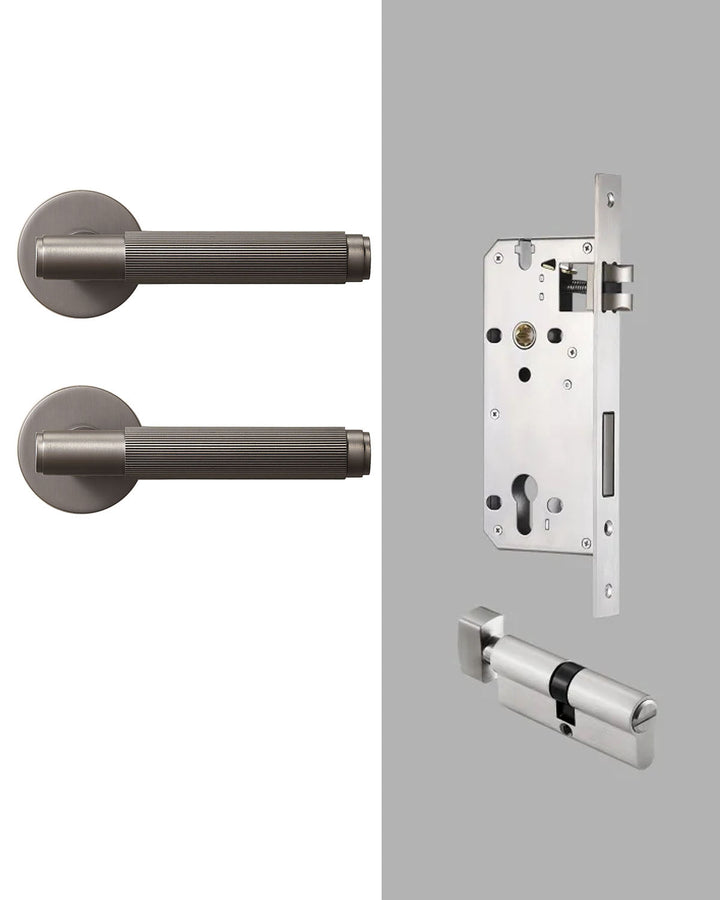 LINIA Solid Brass Knurled Lever Door Handles Set - Luxury Handles
