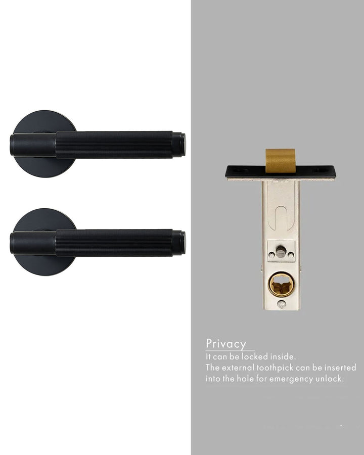 LINIA Solid Brass Knurled Lever Door Handles Set - Luxury Handles
