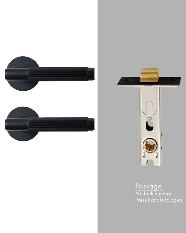 LINIA Solid Brass Knurled Lever Door Handles Set - Luxury Handles