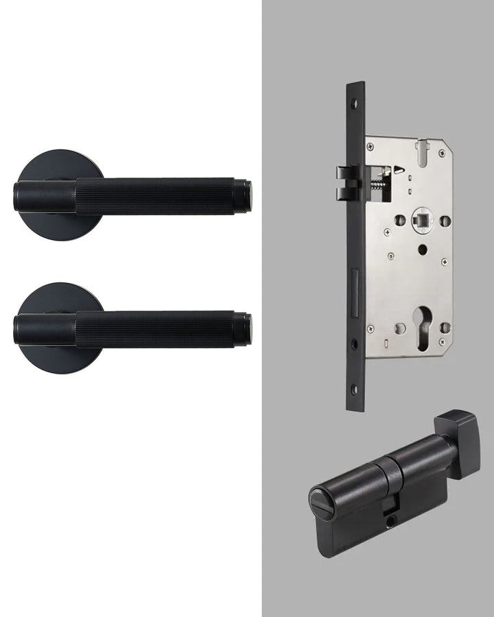 LINIA Solid Brass Knurled Lever Door Handles Set - Luxury Handles