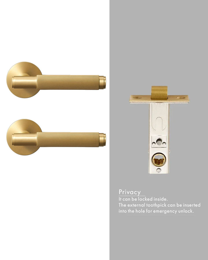 LINIA Solid Brass Knurled Lever Door Handles Set - Luxury Handles
