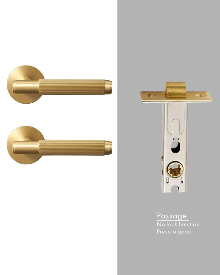 LINIA Solid Brass Knurled Lever Door Handles Set - Luxury Handles