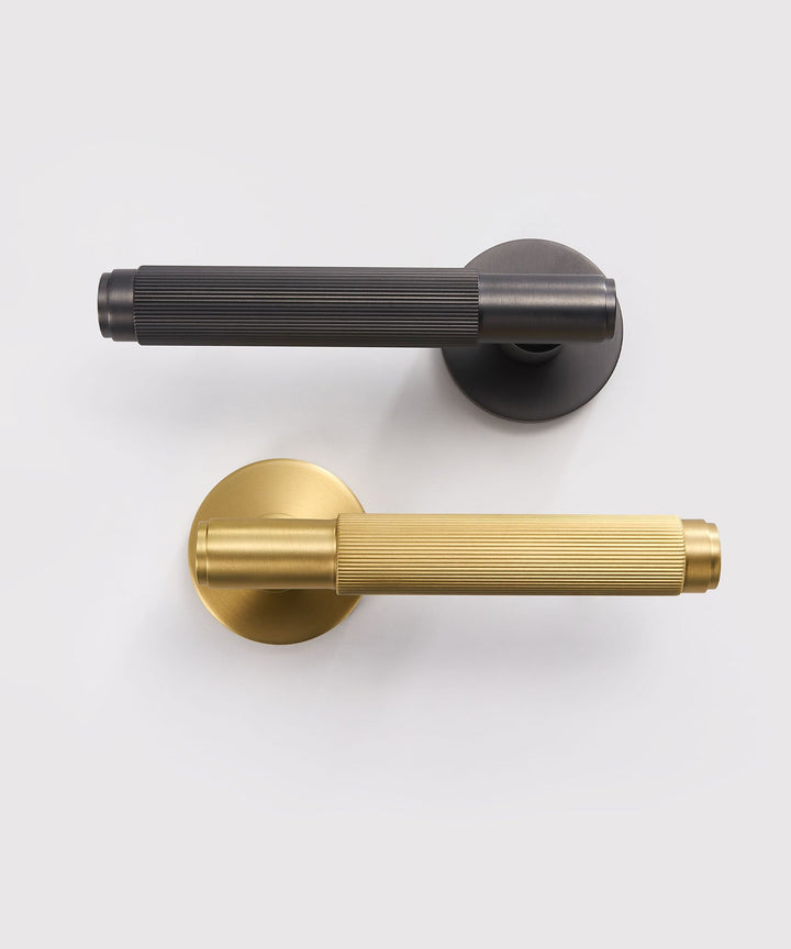 LINIA Solid Brass Knurled Lever Door Handles Set - Luxury Handles