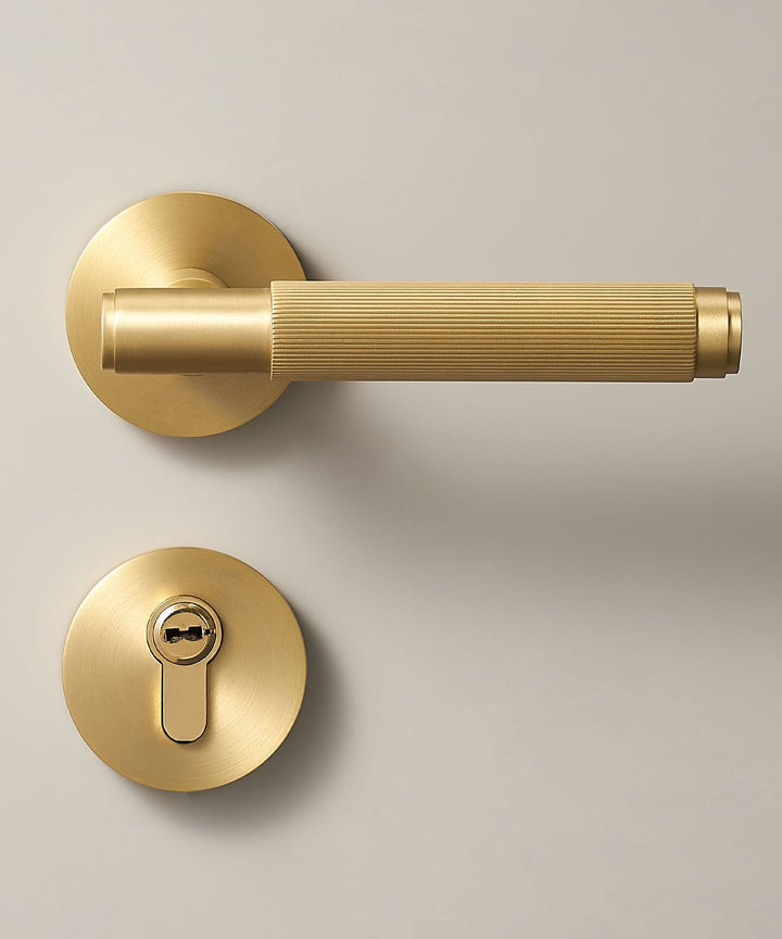 LINIA Solid Brass Knurled Lever Door Handles Set - Luxury Handles