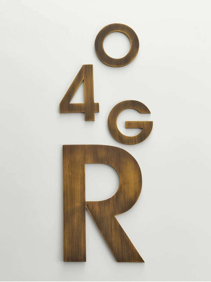 LUXE Solid Antique Brass House Numbers And Letters, made from 5mm think brass plate