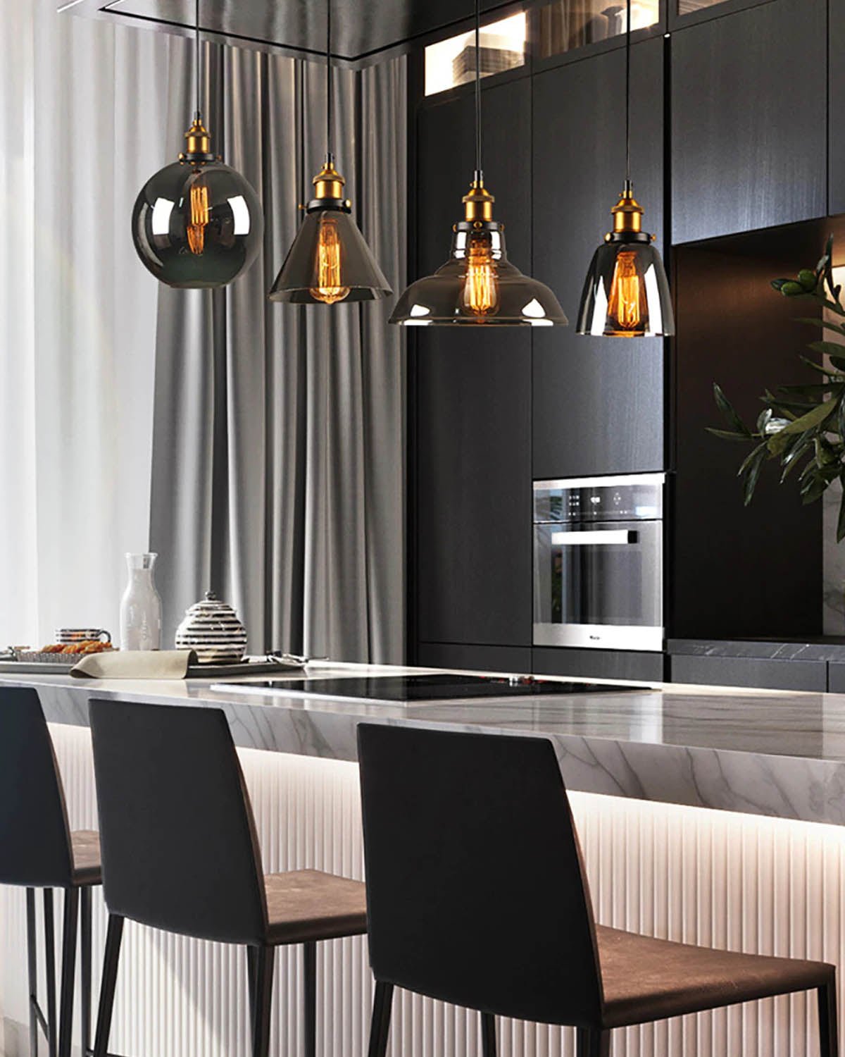 MANHATTAN Vintage Style Glass Pendant Lights Luxury Handles