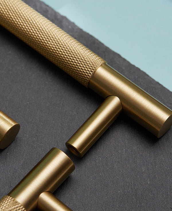 MID Knurled Solid Brass Kitchen & Cabinet Handle - Luxury Handles