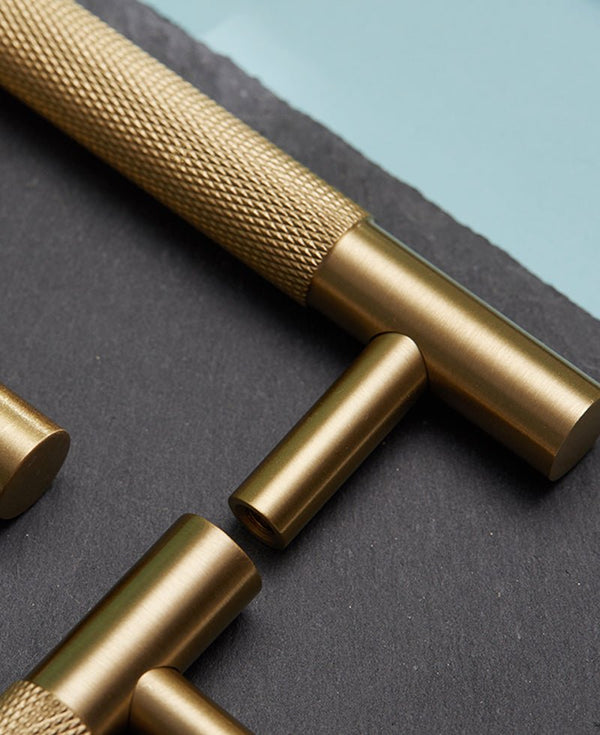MID Knurled Solid Brass Kitchen & Cabinet Handle, premium pull handle