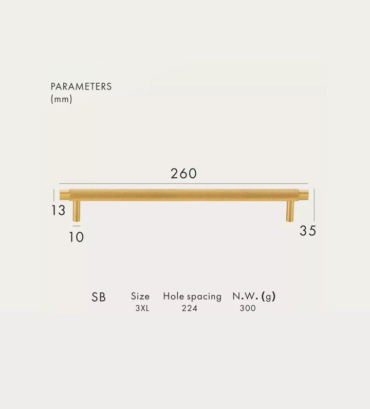 MILAN Knurled Solid Brass Kitchen & Cabinet Handle - Luxury Handles