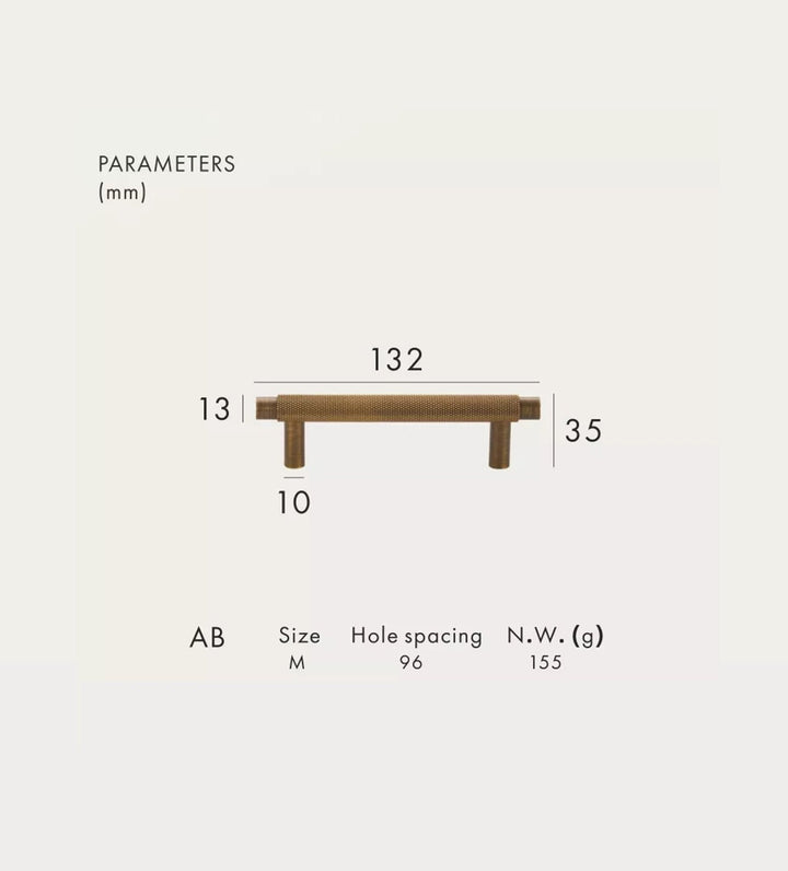 MILAN Knurled Solid Brass Kitchen & Cabinet Handle - Luxury Handles