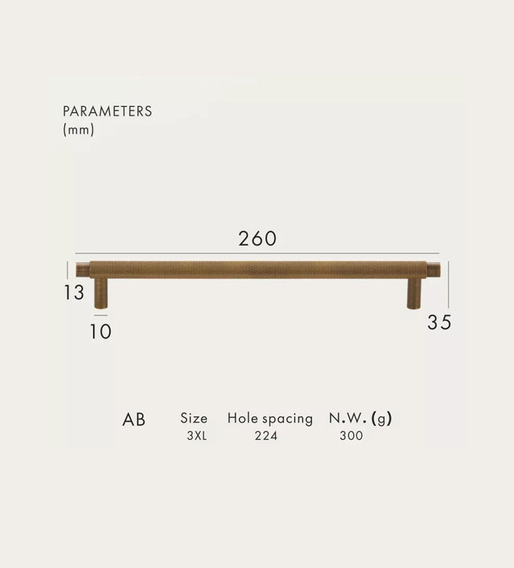 MILAN Knurled Solid Brass Kitchen & Cabinet Handle - Luxury Handles