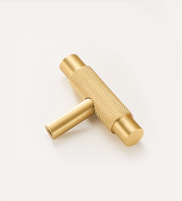 MILAN Knurled Solid Brass T-Bar Handle - Luxury Handles