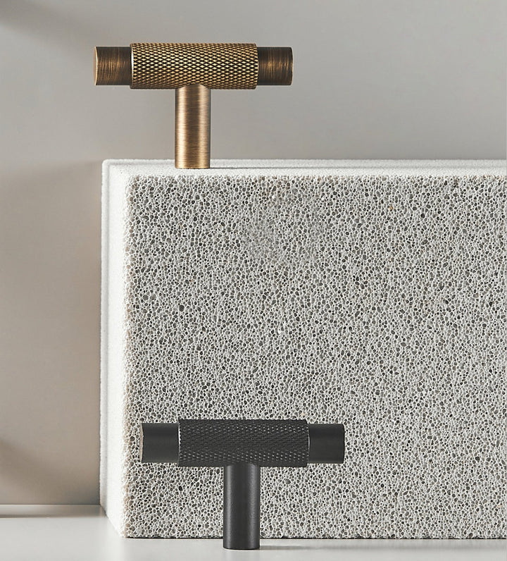 MILAN Knurled Solid Brass T-Bar Handle - Luxury Handles
